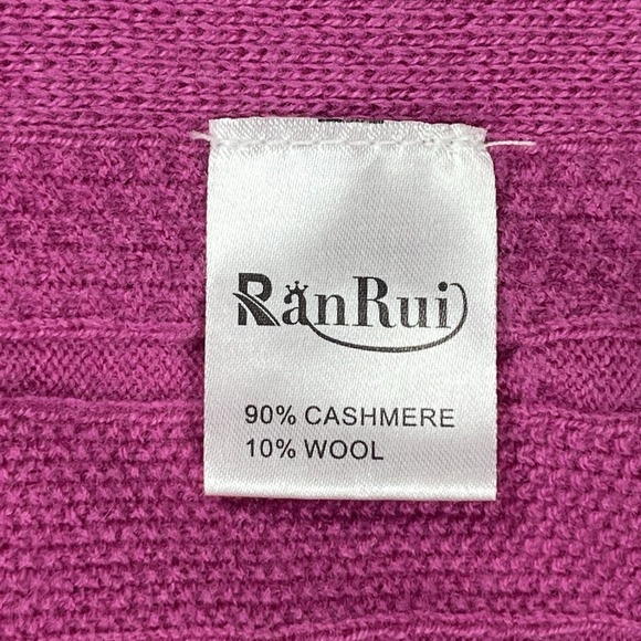 Cashmere Wool Blend Pink Scarf Pearl Accent Buttons Size 72" X 54" Cozy Soft - Picture 5 of 8